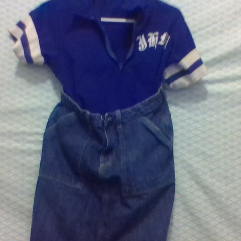 blue denim used shirt